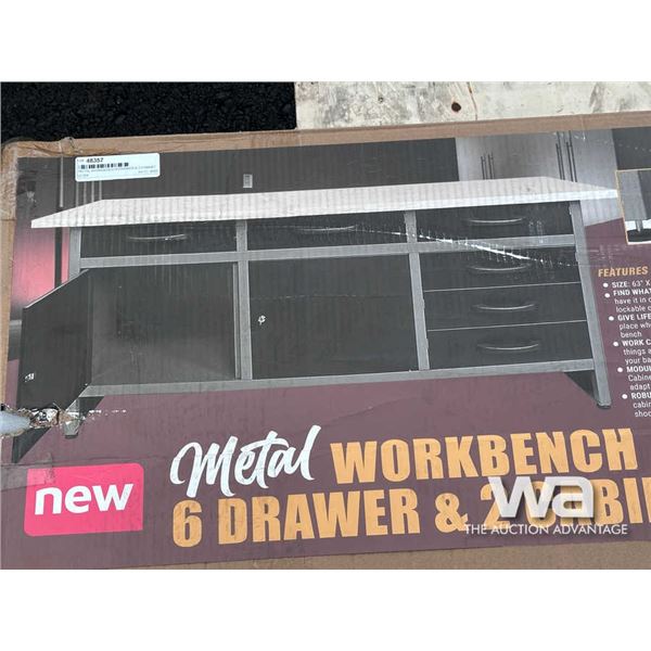 METAL WORKBENCH 6 DRAWER & 2 CABINET