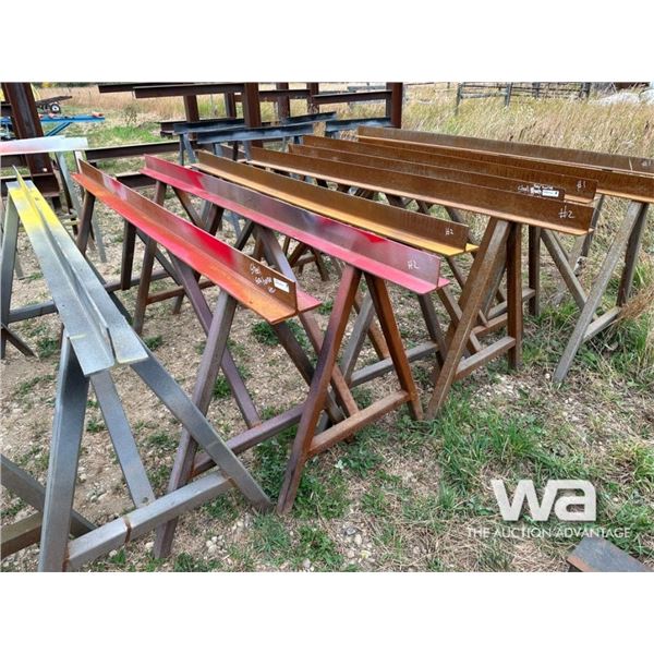 (4) COLORED SAW HORSE STEEL RACKS