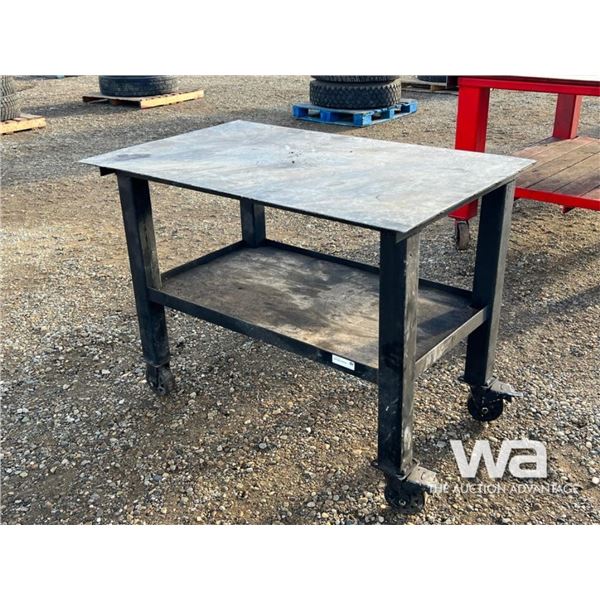 STEEL WORK BENCH ON WHEELS