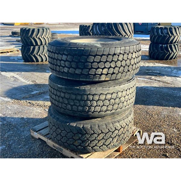 (3) GOODYEAR G296 MSA 425/65R22.5 TIRES & RIMS