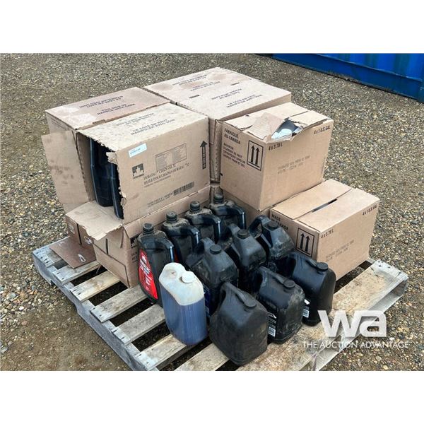 PALLET OF CHAIN OIL 32, ANTIFREEZE/COOLANT MIXED