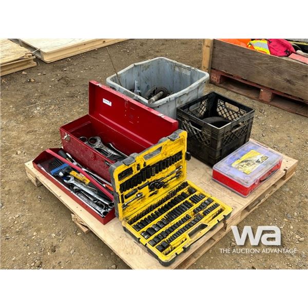 RED TOOL BOX, SOCKET SET, GEAR PULLERS