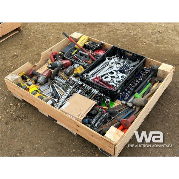 PALLET OF SOCKETS, WRENCHES, SCREW DRIVERS