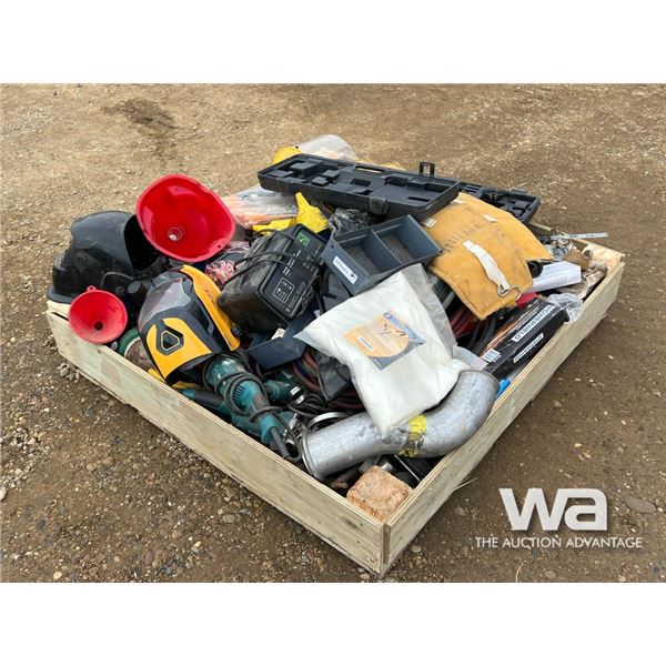 PALLET OF WELDING MASKS, MAKITA GRINDER