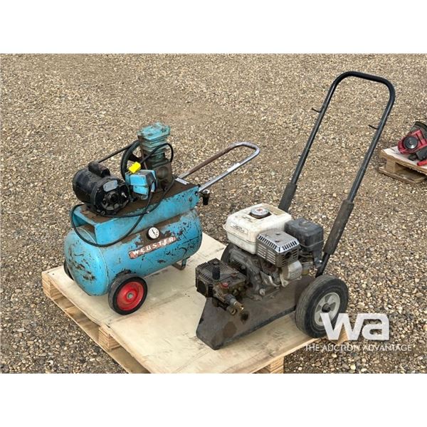WEBSTER AIR COMPRESSOR, HONDA PRESSURE WASHER