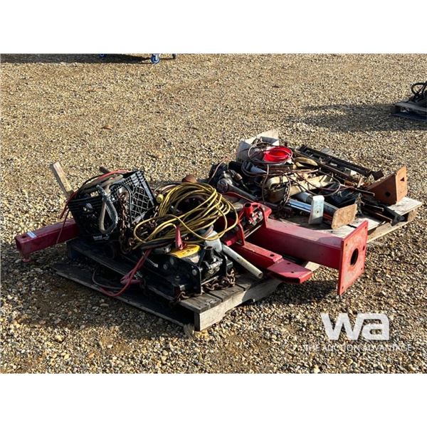 (2) PALLETS, TRUCK CRANE, (2) FLOOR JACKS