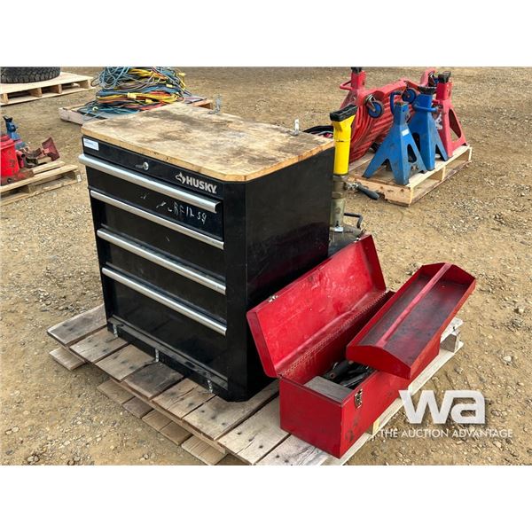BLACK TOOL CHEST, RED TOOL BOX, BEAD BLASTER