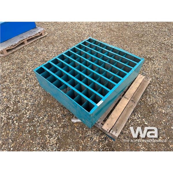 BLUE 72 HOLE BOLT BIN & CONTENTS