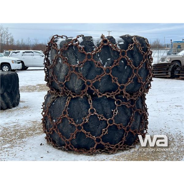 (2) FIRESTONE 35.5L32 FORESTRY TIRES AND CHAINS