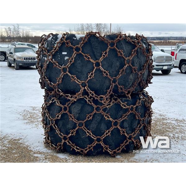 (2) FIRESTONE 35.5L32 FORESTRY TIRES AND CHAINS
