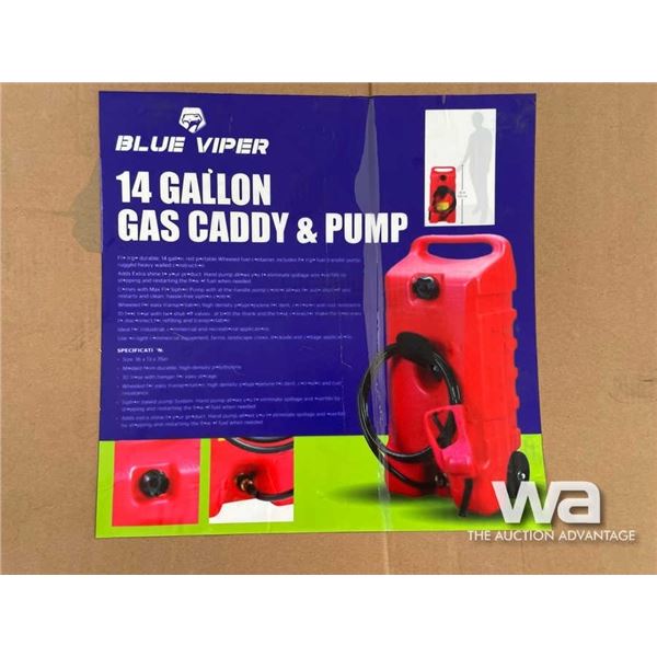 (UN-USED) BLUE VIPER 14 GALLON GAS CADDY & PUMP