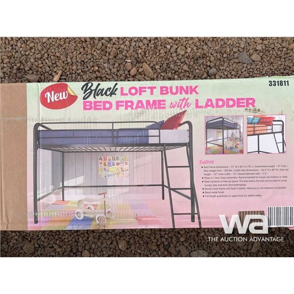 (UN-USED) BLACK LOFT BUNK BED FRAME W/ LADDER