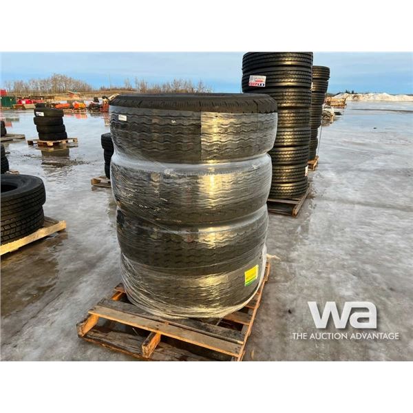 (4) GRIZZLY 385/65R22.5 TRUCK STEERING TIRES