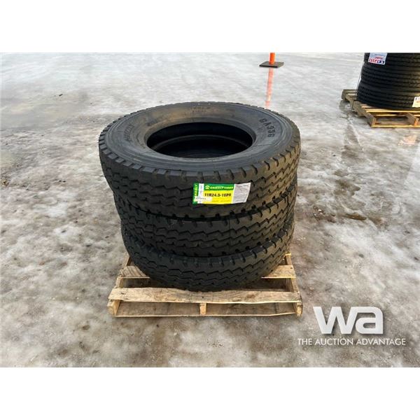 (3) GRIZZLY 11R24.5 TRUCK TIRES