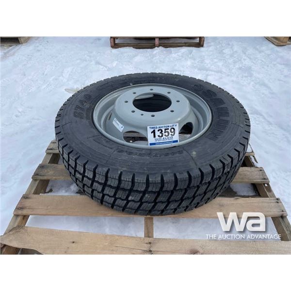 (UN-USED) (1) SALUN 245/70R19.5 TIRE & RIM