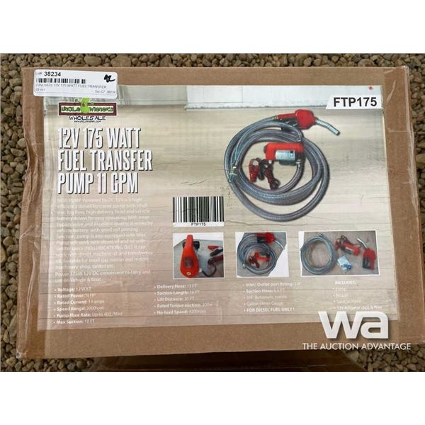 (UN-USED) 12V 175 WATT FUEL TRANSFER PUMP