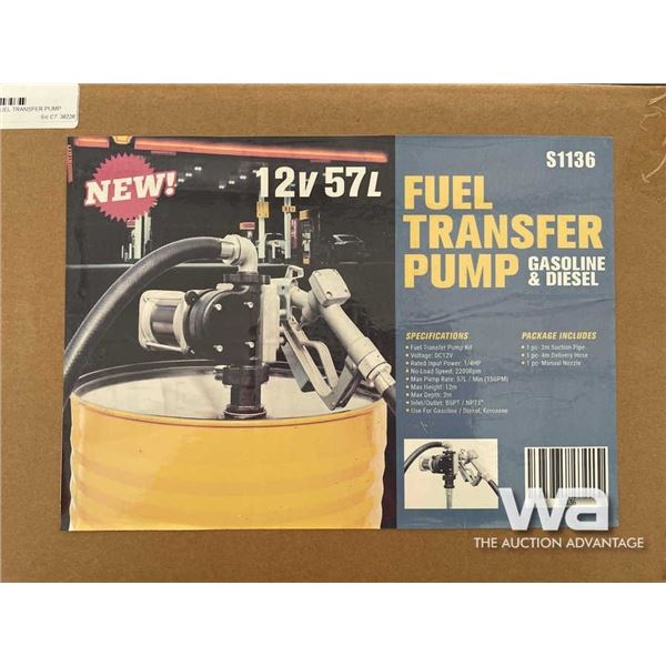 (UN-USED) 12 VOLT FUEL TRANSFER PUMP