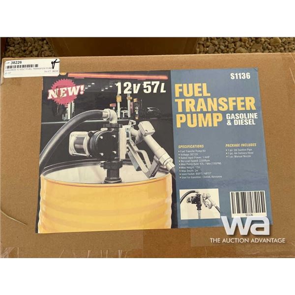 (UN-USED) 12 VOLT FUEL TRANSFER PUMP