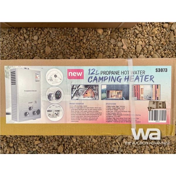 (UN-USED) 12L PROPANE HOT WATER CAMPING HEATER