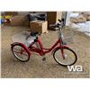 Image 2 : (UN-USED) RED ELECTRIC TRICYCLE W/ 2 BASKETS