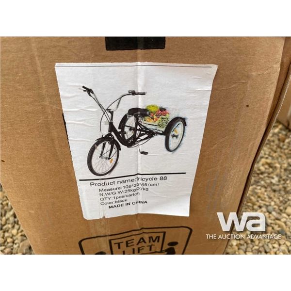 (UN-USED) BLACK TRICYCLE W/ BASKET