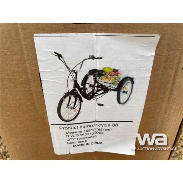 (UN-USED) BLACK TRICYCLE W/ BASKET