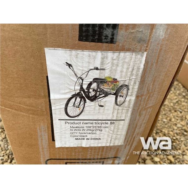 (UN-USED) BLACK TRICYCLE W/ BASKET