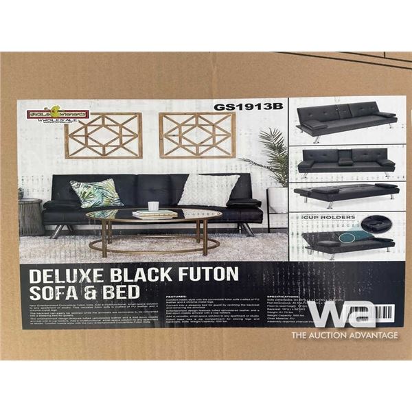 (UN-USED) DELUXE BLACK FUTON SOFA & BED