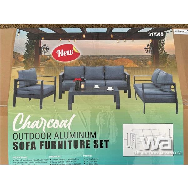 (UN-USED) CHARCOAL OUTDOOR ALUMINUM FURNITURE SET