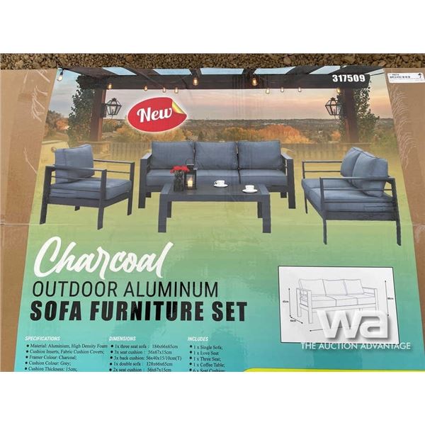 (UN-USED) CHARCOAL OUTDOOR ALUMINUM FURNITURE SET