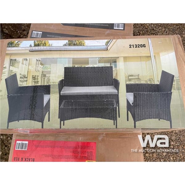 (UN-USED) BLACK & GRAY 4 PCS OUTDOOR FURNITURE SET