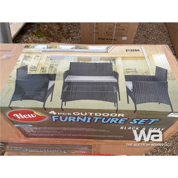 (UN-USED) BLACK & GRAY 4 PCS OUTDOOR FURNITURE SET