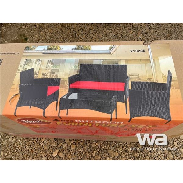 (UN-USED) BLACK & RED 4 PCS OUTDOOR FURNITURE SET
