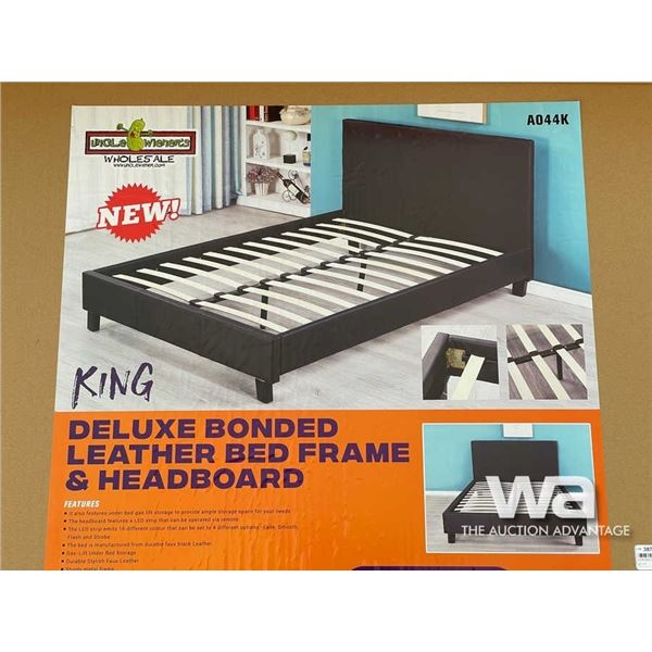 (UN-USED) KING DELUXE BONDED LEATHER BED FRAME
