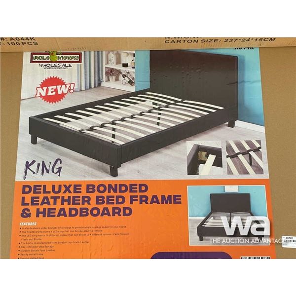 (UN-USED) KING DELUXE BONDED LEATHER BED FRAME