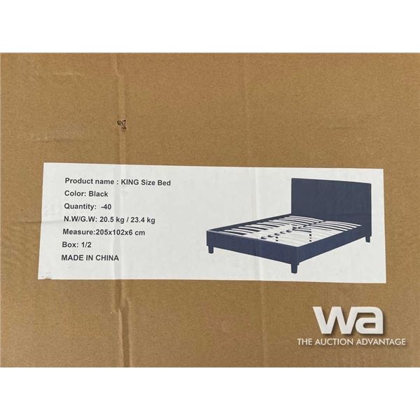 (UN-USED) BLACK KING SIZE BED FRAME & HEADBOARD
