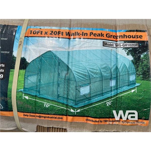 (UN-USED) 10 X 20 FT. WALK-IN PEAK GREENHOUSE