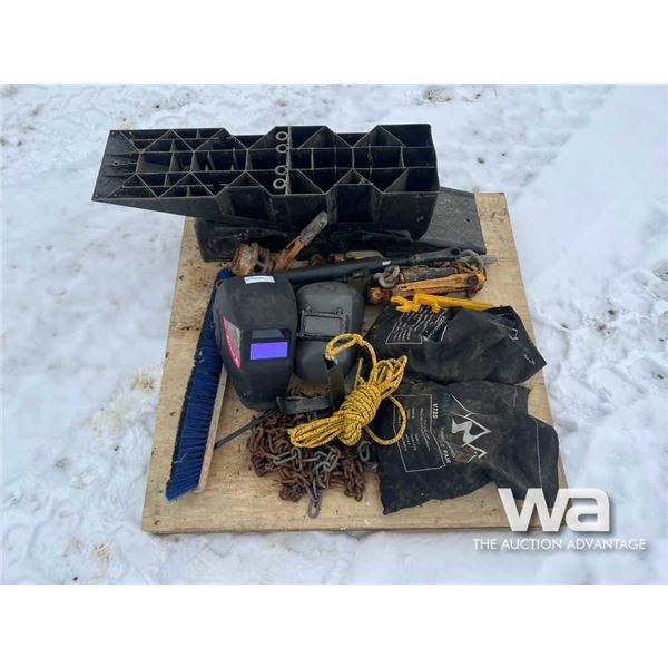 CAR RAMPS, TIRE CHAINS, WELDING HELMETS