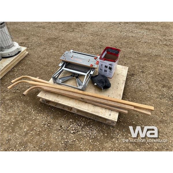 PLOW HANDLES, BOX OF GLOVES, WORKMATE 225