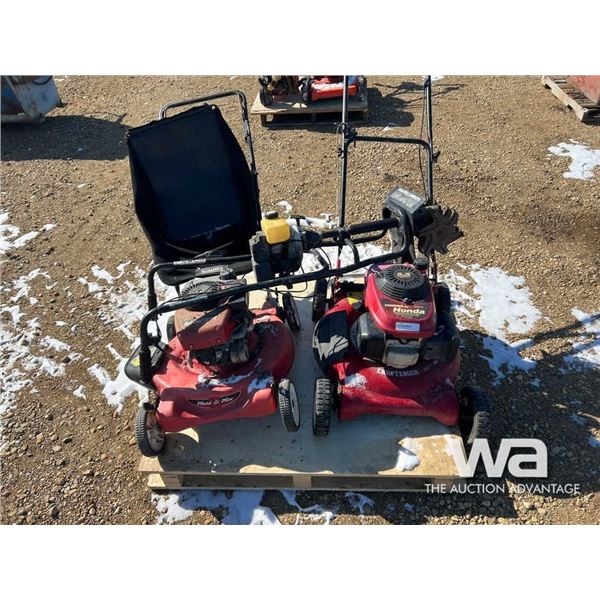 (2) PUSH LAWN MOWERS, ROTOTILLER