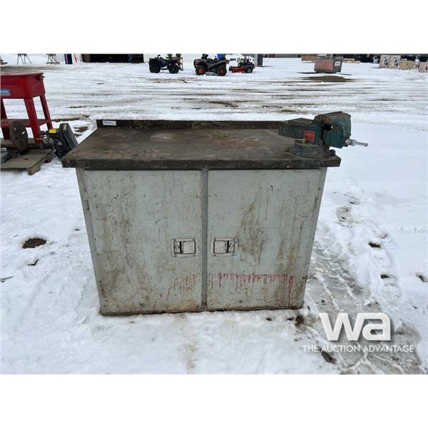 GREY WORK BENCH CABINET & VISE