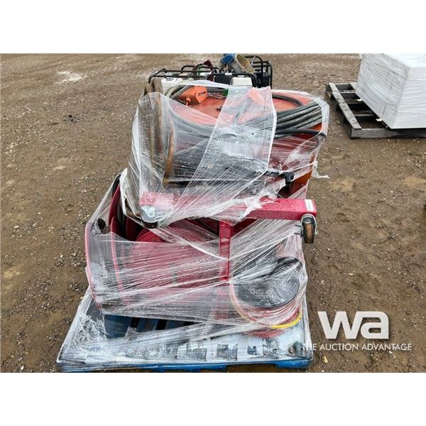 (3) HOSE REELS, PARTS WASHER, STEEL STAND