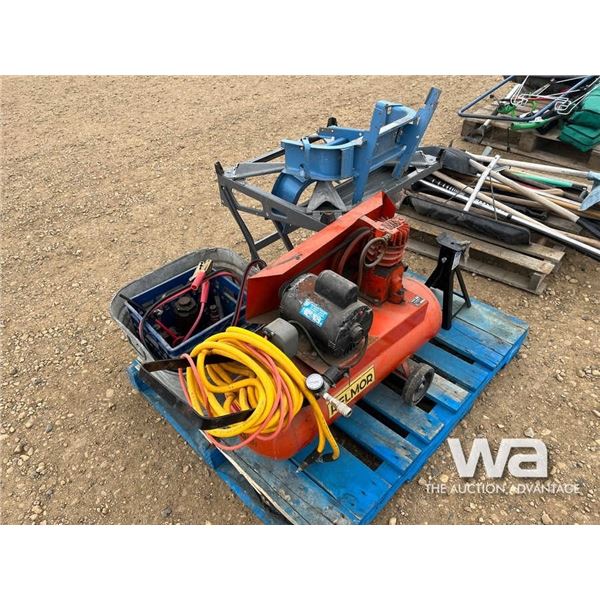 AIR COMPRESSOR, BATTERY CABLES, WORK MATE BENCH