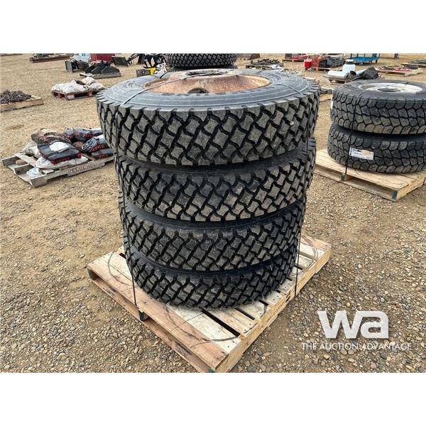 (4) HUMSUNG 11R24.5 TRUCK DRIVE TIRES