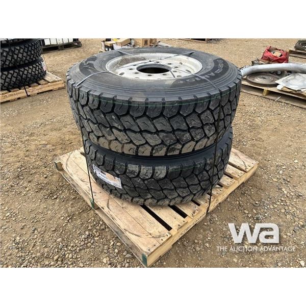 (2) HANKOOK 385/656R 22.5 TRUCK STEERING TIRES