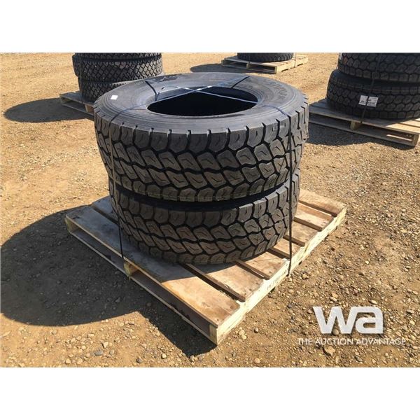 (2) HANKOOK 385/65R22.5 TRUCK STEERING TIRES
