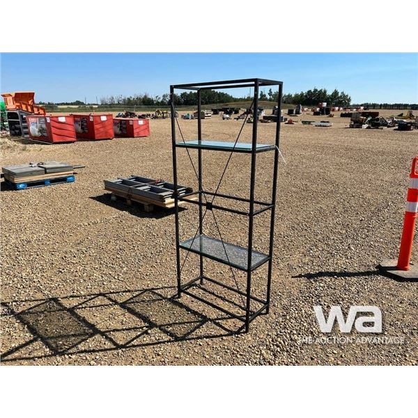 METAL OFFICE SHELF WITH GLASS SHELVES