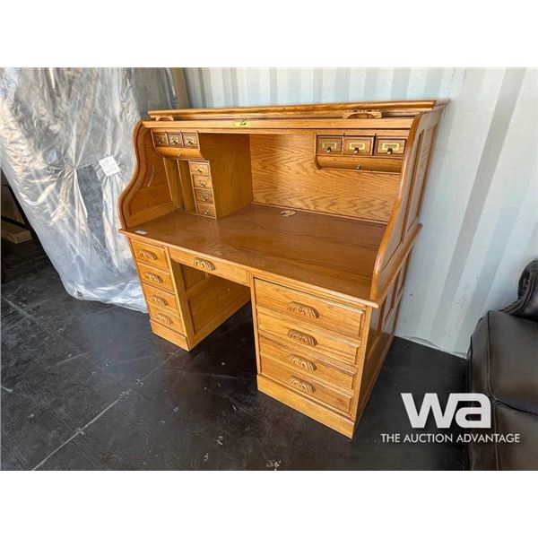 (UNUSED) 57" COMPUTER ROLL TOP DESK