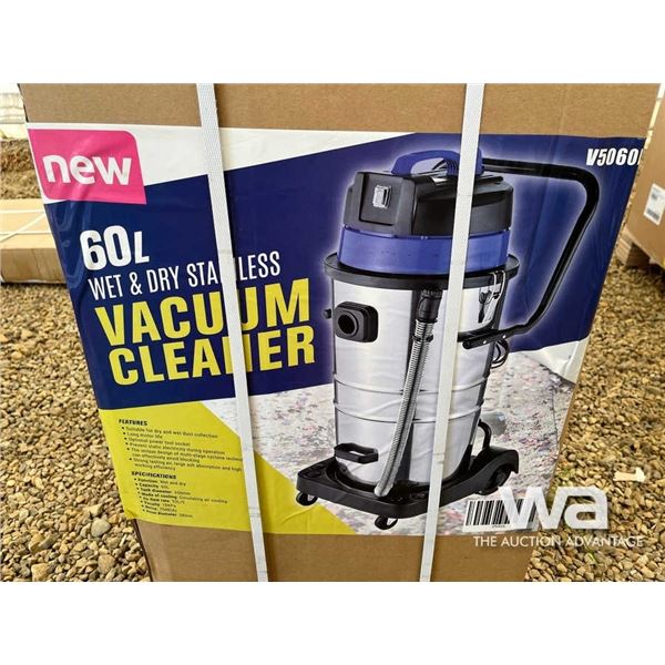 (UNUSED) 60 LITRE WET & DRY STAINLESS VACUUM
