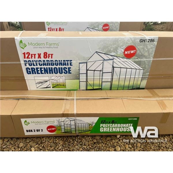 (UNUSED) 12X8 FT. POLYCARBONATE GREENHOUSE
